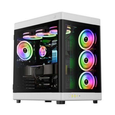 GAMDIAS Bo&icirc;tier Neso P1 Grand Tour E-ATX avec Panneaux Vitr&eacute;s Noir et Blanc
