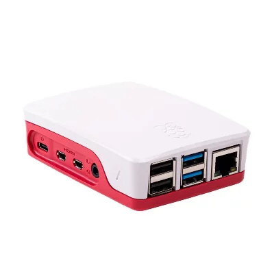 RASPBERRY Bo&icirc;tier officiel rouge et blanc pour 4 - 
