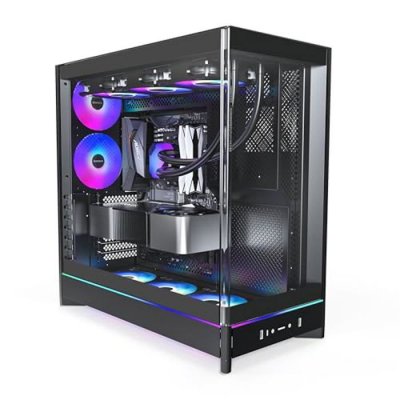 MONTECH Bo&icirc;tier PC ATX - - HS02 Pro - Verre tremp&eacute; incurv&eacute; - Ventilation verticale - Design r&eacute;versible