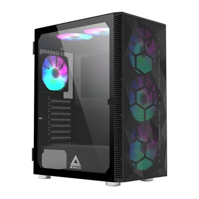 MONTECH Bo&icirc;tier PC ATX moyenne tour X3 Mesh en verre tremp&eacute; - Noir