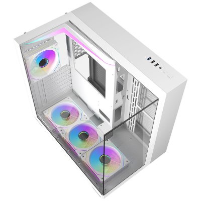 DARKFLASH Bo&icirc;tier PC -  - TH285 Blanc - Moyen tour - Format ATX - 4x120mm A-RGB - Blanc