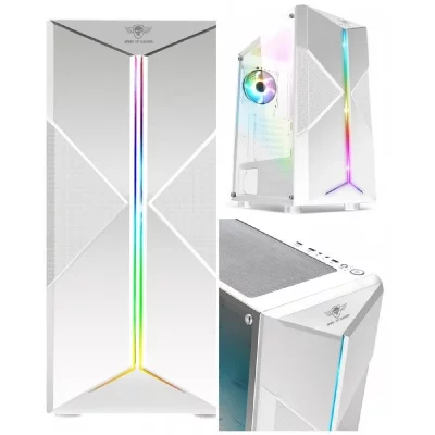 SPIRIT OF GAMER Bo&icirc;tier PC Gamer - - Clone 3 - Blanc - 2 Ventilateurs - ARGB 60 Modes