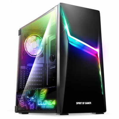 SPIRIT OF GAMER Bo&icirc;tier PC Gamer  CLONE 4 Verre tremp&eacute; RGB ATX / Micro-ATX / Mini-ITX