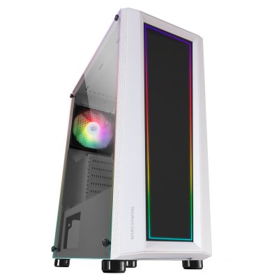 MARS GAMING Bo&icirc;tier PC Gaming ATX MC-ART Blanc, Verre Tremp&eacute; Dessinable, ARGB 12 Modes