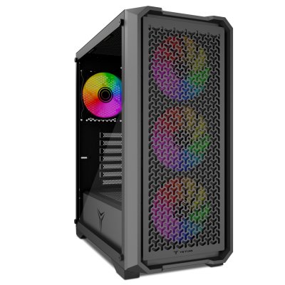 YEYIAN Bo&icirc;tier PC gaming ATX  VAULT YCM-APVAU-G1, verre tremp&eacute;, acier noir, 4 ventilateurs