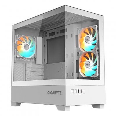 GIGABYTE Bo&icirc;tier PC  Aorus C500 en verre blanc RGB Midi Tower en verre tremp&eacute; ATX