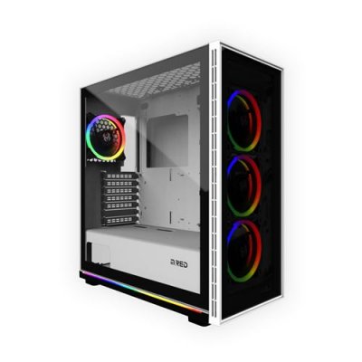  Bo&icirc;tier PC M.RED WHITE DESTROYER Glass-G - ARGB - MT/ATX