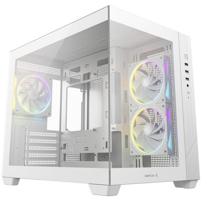 DEEPCOOL Bo&icirc;tier PC Micro-ATX  CG330 3F verre tremp&eacute; ARGB blanc - Neuf