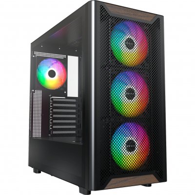 MONTECH Bo&icirc;tier PC -  - XR Wood - Midi-Tower - ARGB - Verre Tremp&eacute; - Noir