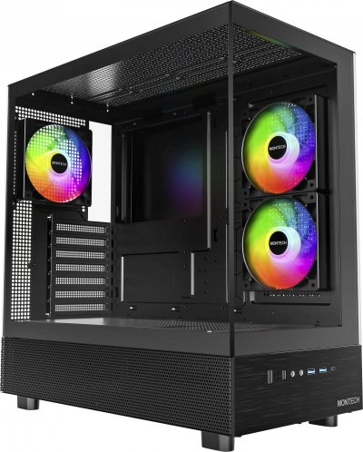 MONTECH Boitier PC Moyen Tour ATX  XR RGB avec panneaux vitr&eacute;s - Noir