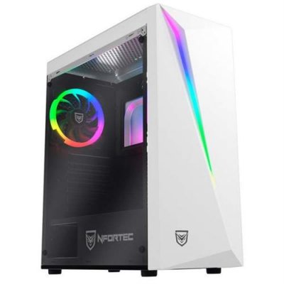 NFORTEC Boitier PC  Lynx verre tremp&eacute; USB 3.0 RGB Blanc