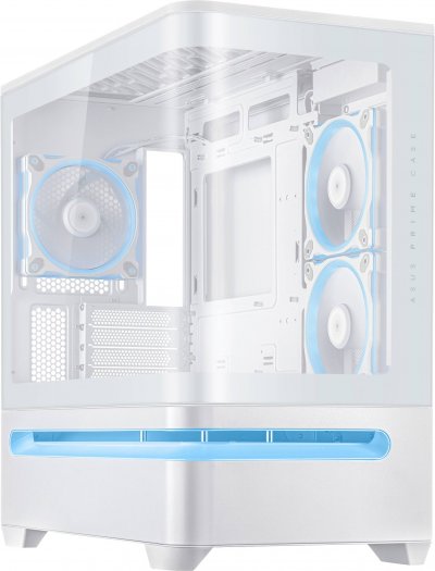 ASUS Boitier PC PRIME AP202 mini tour blanc ARGB avec panneau lat&eacute;ral et avant verre tremp&eacute; 