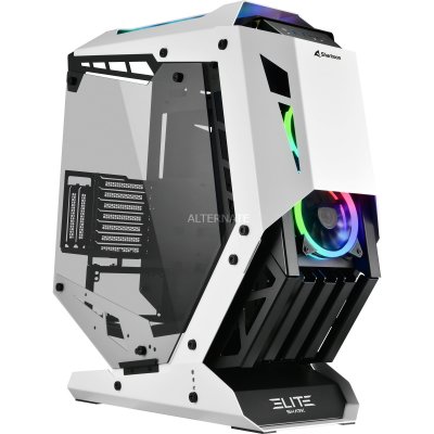 SHARKOON Bo&icirc;tier PC  Elite Shark CA700 USB 3.2 Verre Tremp&eacute; ATX Tower Noir Blanc 