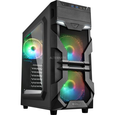 SHARKOON Bo&icirc;tier PC  VG7-W USB 2.0 Acrylique ATX Midi-Tower 3 Ventilateurs Noir 