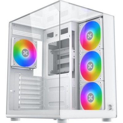 XIGMATEK Bo&icirc;tier PC  Aqua Compact EN48258 ATX Cube 4x120mm A-RGB Panneaux Verre Tremp&eacute; Blanc - Neuf