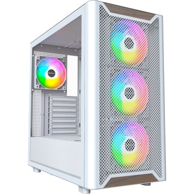 MONTECH Bo&icirc;tier PC - - XR Wood - Midi-Tour - ARGB - Verre tremp&eacute; - Blanc