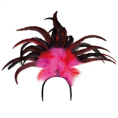 BOLAND  52283 Rio Serre-t&ecirc;te avec plumes Taille unique Rose/rouge