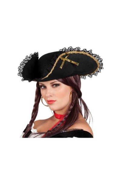 APTAFETES Boland Chapeau pirate Fanny 81901 - Pour adulte - Noir - Taille unique