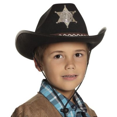 PARTY PARTNERS Boland chapeau pour enfants Sheriff junior taille unique noir