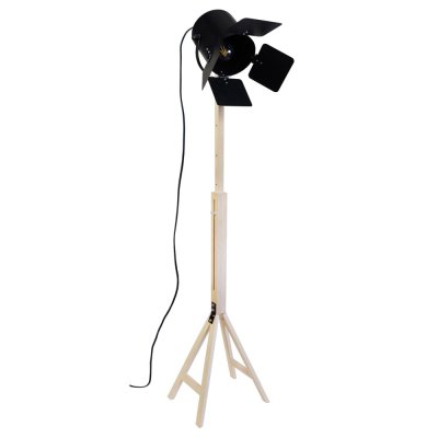 TOSEL BOLLYWOOD - lampadaire liseuse articul&eacute; bois naturel et noir