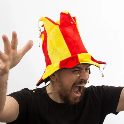 GENERIQUE Bonnet bouffon Drapeau Espagnol &agrave; 14 grelots - D&eacute;guisement supporteur Espagne