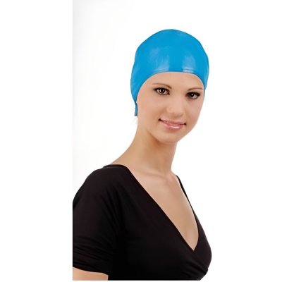 SIBEL Bonnet m&egrave;ches en caoutchouc bleu 
