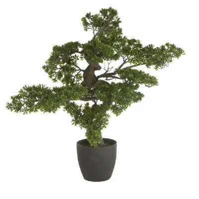 Bonsai artificiel g&eacute;ant avec pot en PLASTIQUE/CIMENT - Dim : H 80 x L 80 x P 60 cm