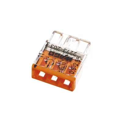 WAGO Bornes 3 entr&eacute;es (0.5-2.5mm) OR boite de 100 pi&egrave;ces -  - 2273-203