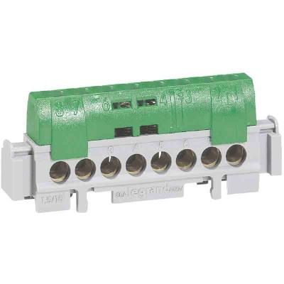 LEGRAND Bornier de terre - 8 bornes pour c&acirc;ble 1,5 &agrave; 16mm &sup2; - vert