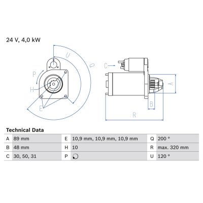 BOSCH  0 986 020 170 D&eacute;marreur Starter 24 4 10