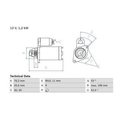 BOSCH  0 986 020 890 D&eacute;marreur Starter 12 1,2 9 BMW: 1 5 portes, 5 Berline, 3 Berline
