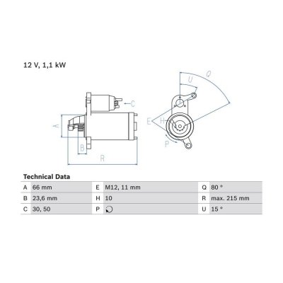 BOSCH  0 986 024 010 D&eacute;marreur Starter 12 1,1 10 AUDI: A5 B8 Coupe, A4 B8 Avant, Q5, PORSCHE: Macan