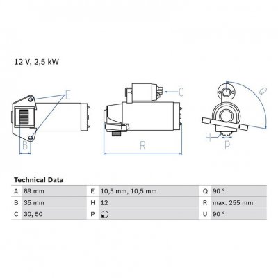 BOSCH  0 986 025 200 D&eacute;marreur Performance du d&eacute;marreur: 25kW Volt: 12V Nbr. dents: 12