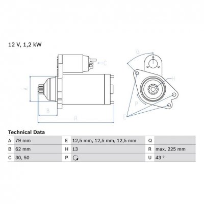 BOSCH  0 986 025 870 D&eacute;marreur Performance du d&eacute;marreur: 15kW Volt: 12V Nbr. dents: 13