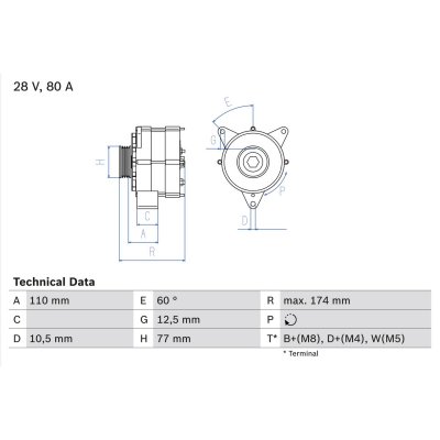 BOSCH  0 986 039 790 Alternateur 28V 80A MERCEDES-BENZ: ACTROS MP2 / MP3, ACTROS