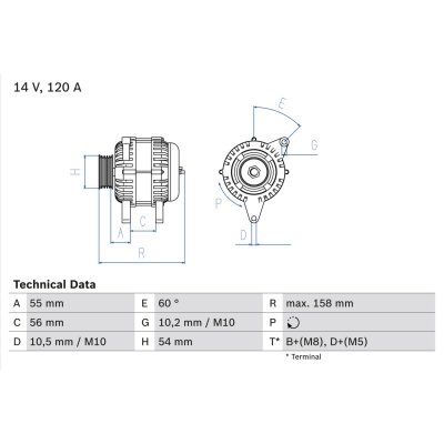 BOSCH  0 986 044 410 Alternateur 14V 120A VAUXHALL: Corsa Mk2