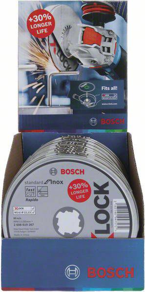 BOSCH  10 disques &agrave; tron&ccedil;onner plats X-LOCK 125mm - Standard for Inox