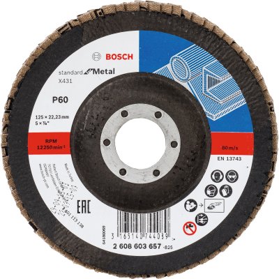 BOSCH  10 Plateau &Agrave; Lamelles X431, Diam&egrave;tre 125 Mm, 60 Grain