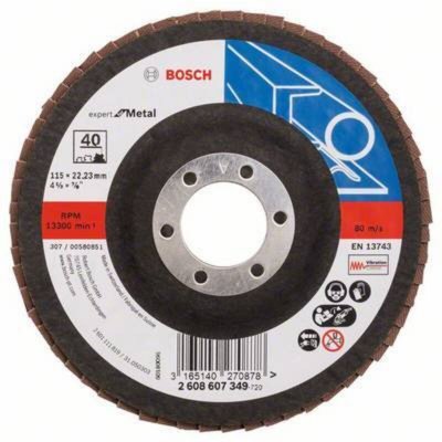 BOSCH  10 Plateau &Agrave; Lamelles X551 Pour M&eacute;taux Diam&egrave;tre 115 Mm, Grain 40, Coud&eacute;