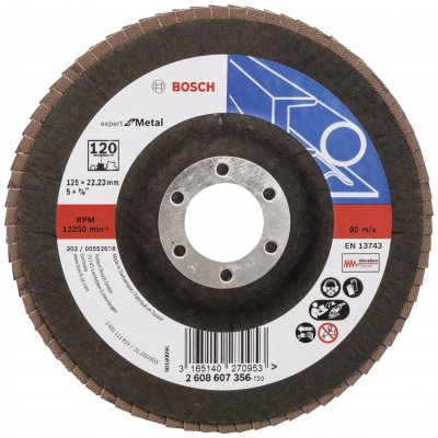 BOSCH  10 Plateau &Agrave; Lamelles X551 Pour M&eacute;taux Diam&egrave;tre 125 Mm, Grain 120, Coud&eacute;