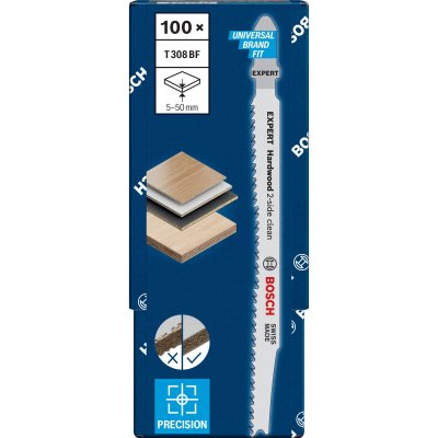 BOSCH  100 Lames Scie Sauteuse Expert Bim Pour Bois D&ucirc;r - 