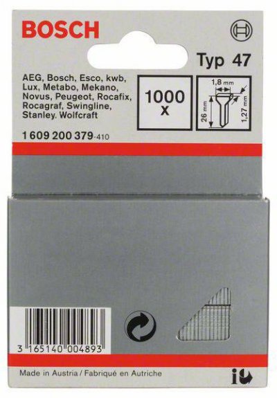 BOSCH  1609200379 Clou Type 47 1,8 X 1,27 X 26 Mm, 1000 Pi&egrave;ces