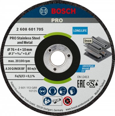 BOSCH  2 Meules &Agrave; &Eacute;barber Expert For Inox Pour Gws 12v-76 Professional