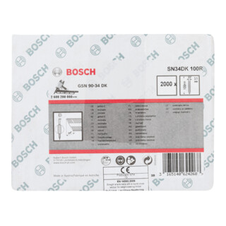 BOSCH  2000 Clous En Bande 34&deg; &Agrave; T&ecirc;te En D &middot; Version Crant&eacute;e