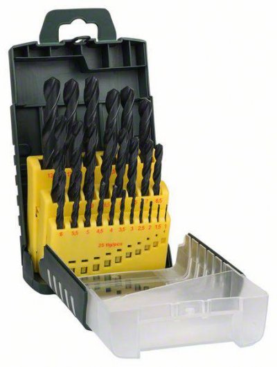 BOSCH  2607017153 Set De 25 Forets &agrave; M&eacute;taux Lamin&eacute;s Hss 1 &agrave; 13 Mm