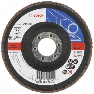 BOSCH  2608606754 Plateau &agrave; Lamelles Diam&egrave;tre Bomb&eacute; 115 Mm Grain 80