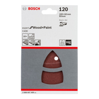 BOSCH ACCESSORIES Bosch 2608607409 Feuille Abrasive 10 Pi&egrave;ces Grain 120