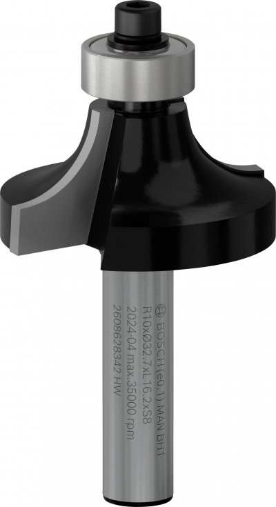 BOSCH  2608628342 Fraise &agrave; arrondir, 8 mm, R1 10 mm, L 16,5 mm, G 57 mm