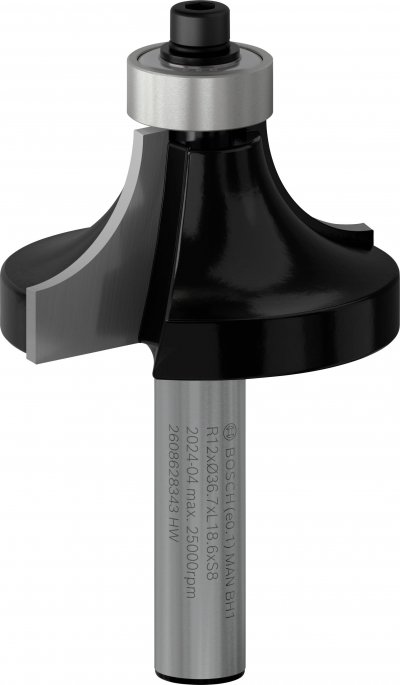 BOSCH  - 2608628343 Fraise &agrave; arrondir, 8 mm, R1 12 mm, l 19 mm, g 60 mm