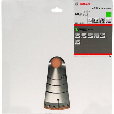 BOSCH  2608640444 Lame de scie circulaire Optiline Wood 254 x 30 x 2,8 mm 60